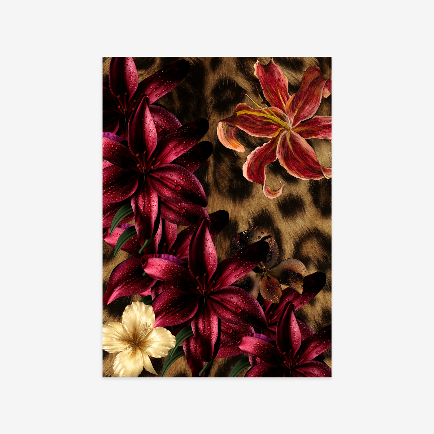 Leopard Flowers Poster